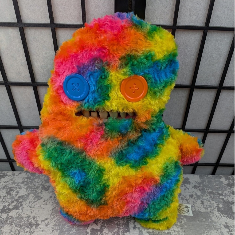 Fugglers Multi Rainbow Monster Sir Splodge A Lot Stuffed Plush‎ Toy 18"
